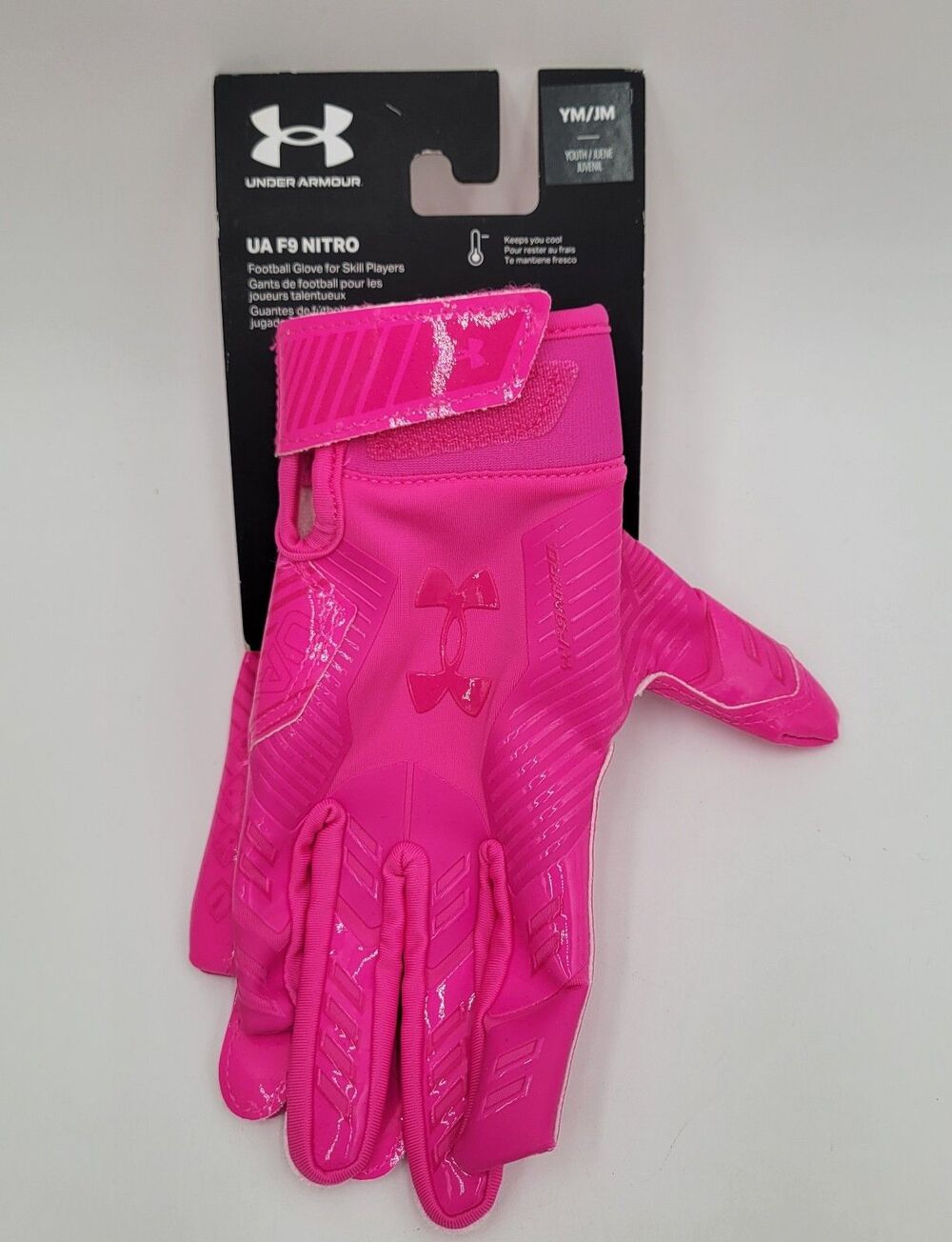 Under Armour UA F9 Nitro Football Gloves w/Gluegrip YOUTH BOYS MEDIUM NWT